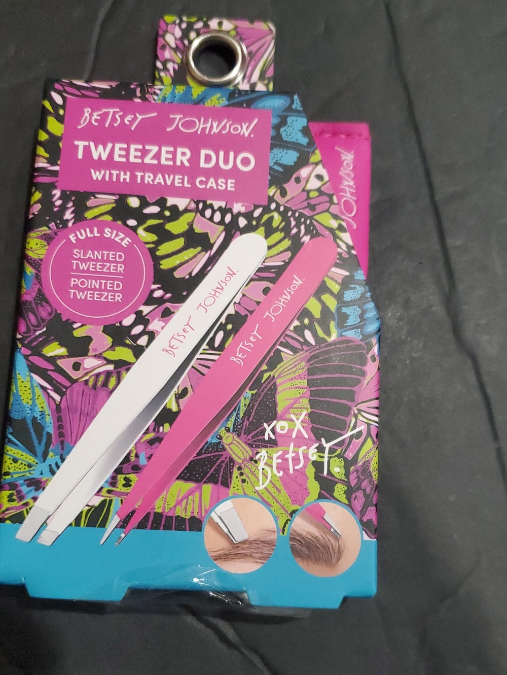 Betsey Johnson full size slanted and pointed tweezer duo set brand new